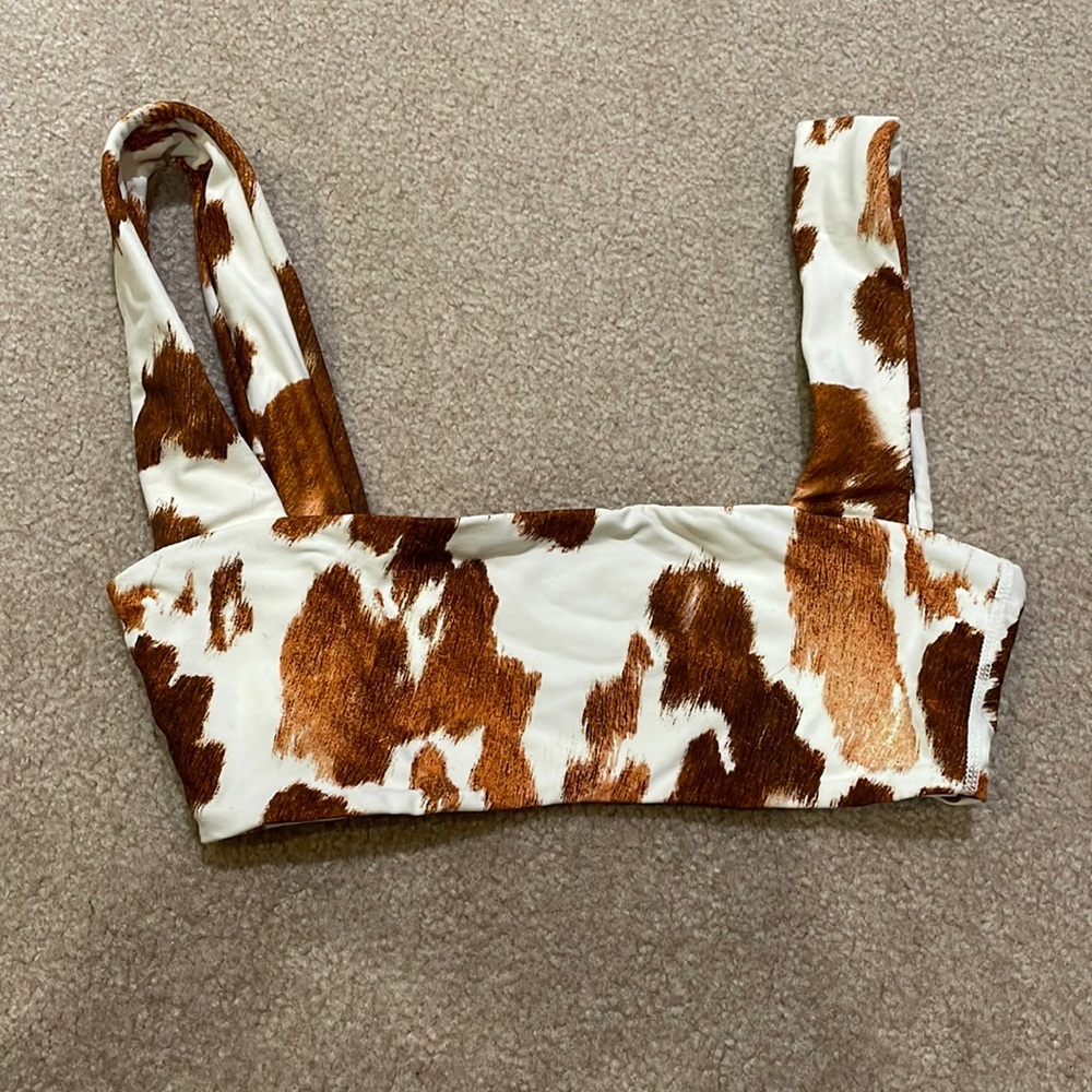 Worn Once! WeWoreWhat Cow Print Bandeau Top size XS